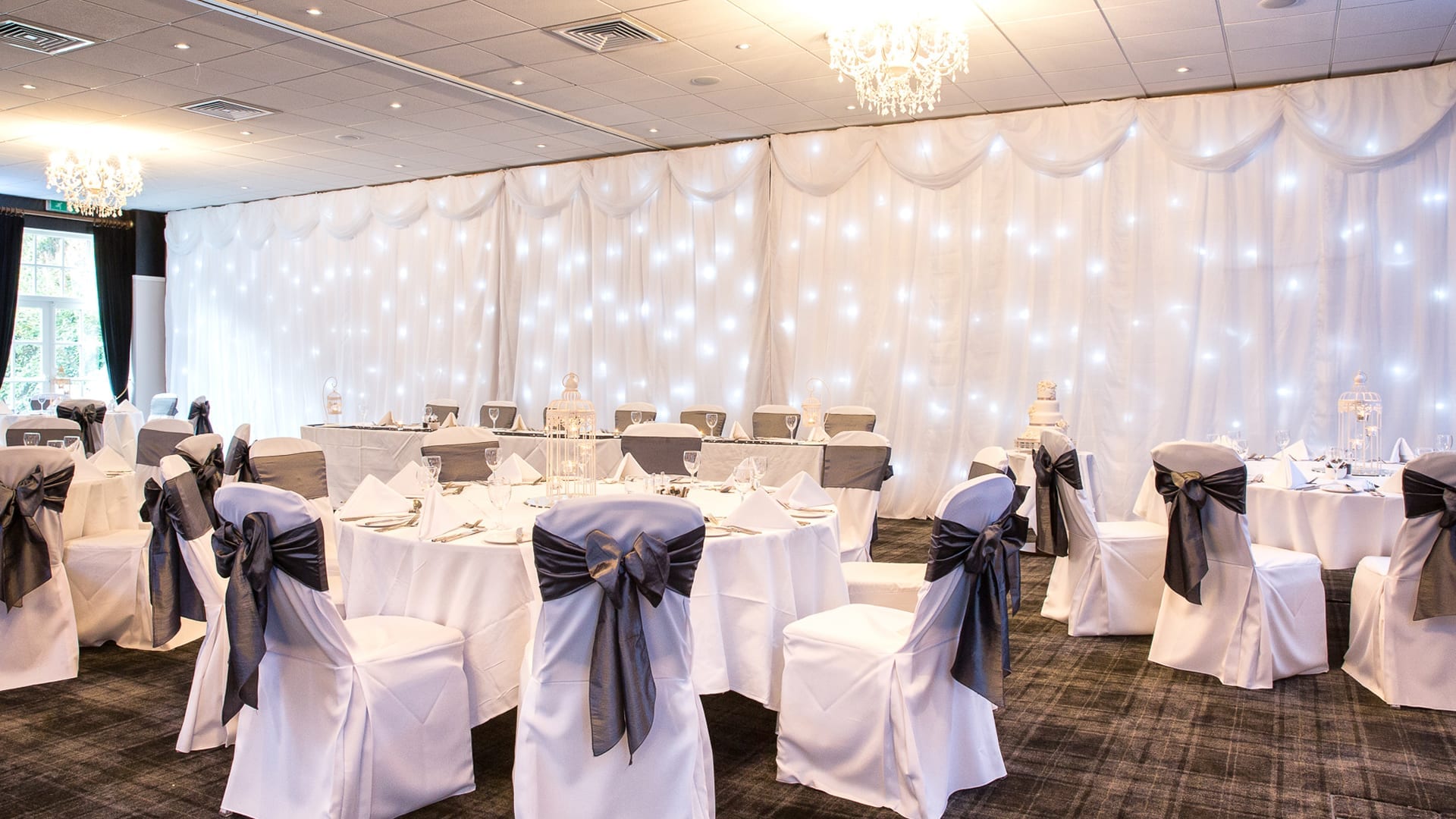Meldons Suite laid out for a wedding reception